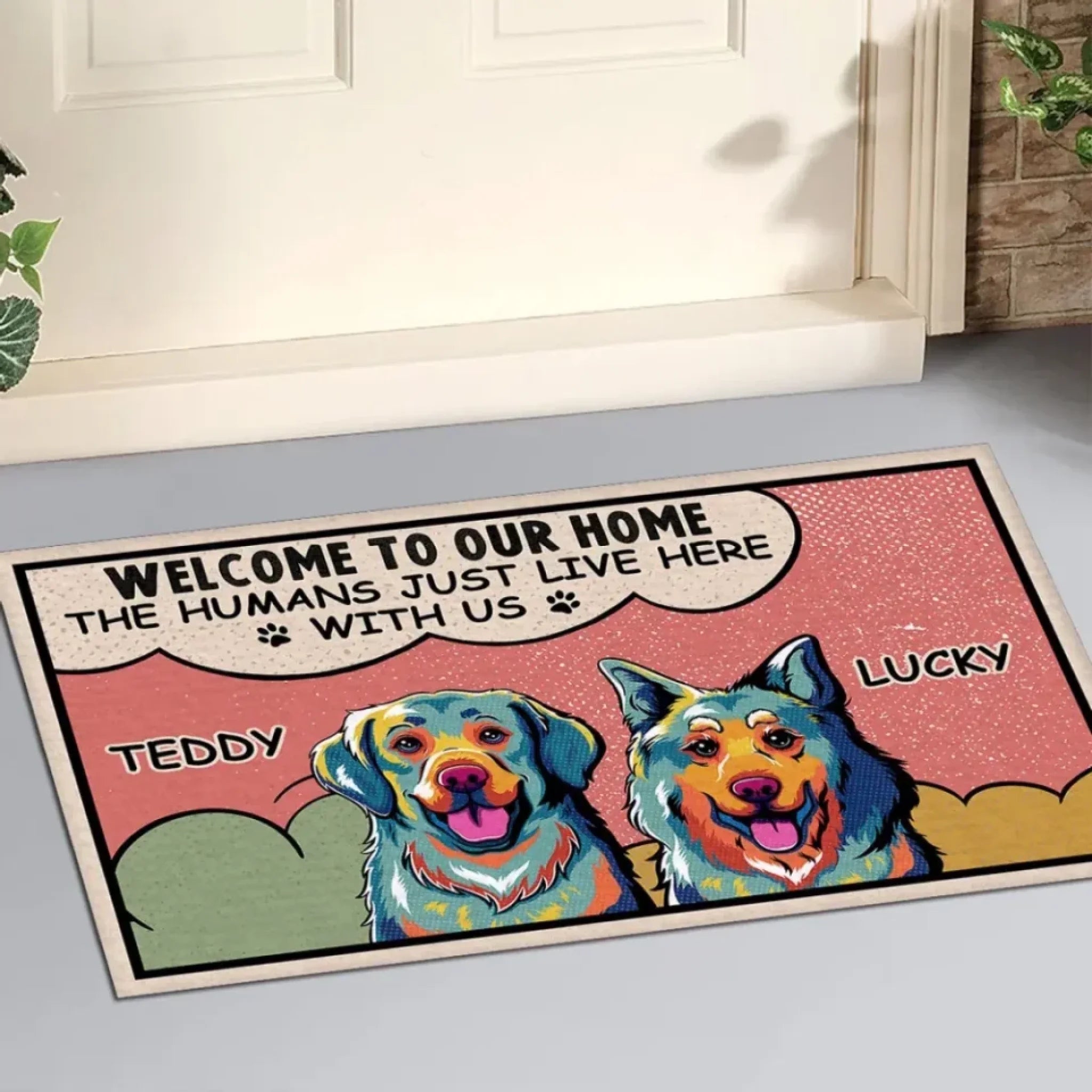 Humans Just Live Here - Personalized Custom Doormat 692052 - DiyGiftly