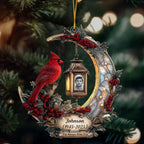 heart motif cardinal ornament personalized photo with name remembrance gift acrylic ornament