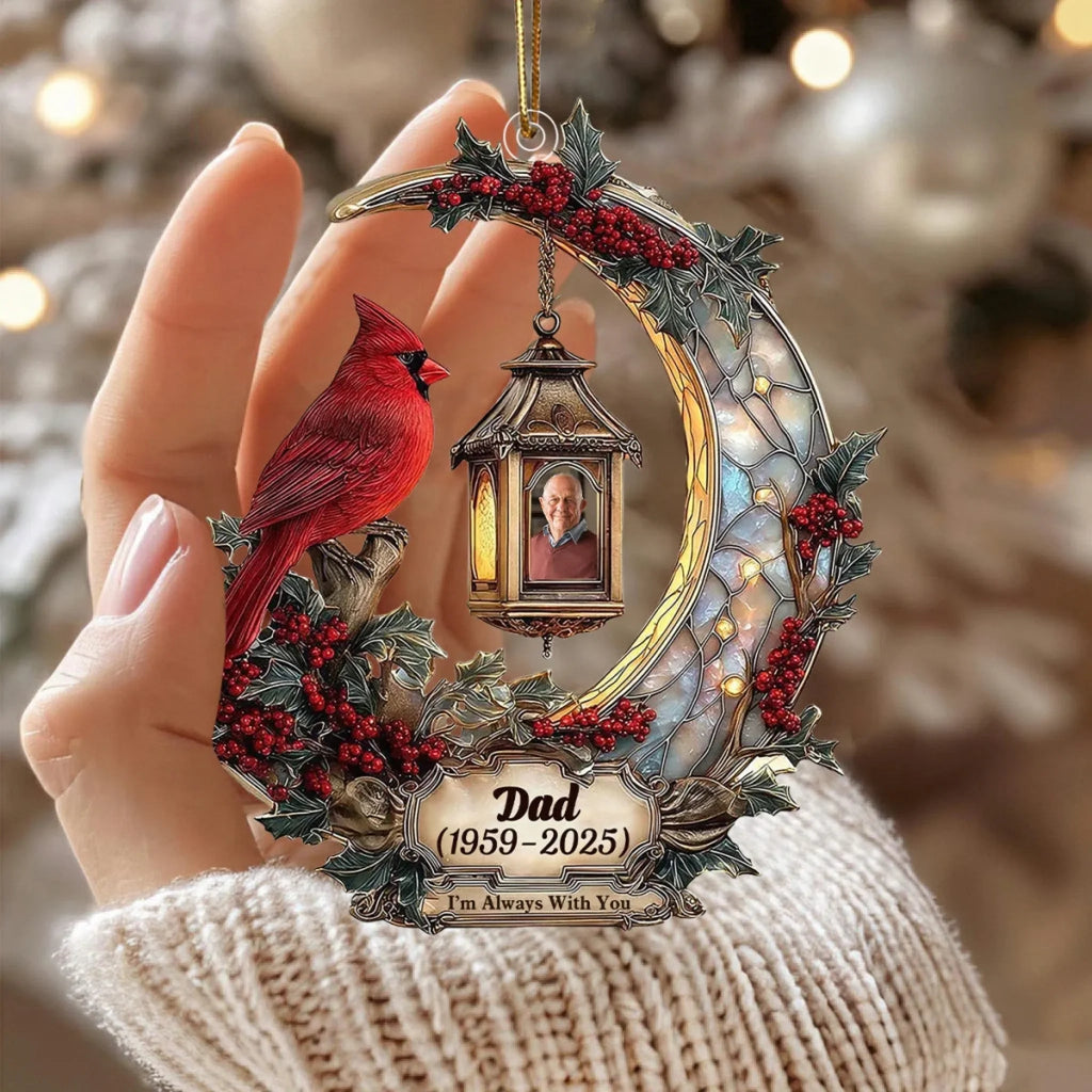 personalized photo with name cardinal ornament acrylic remembrance gift acrylic ornament