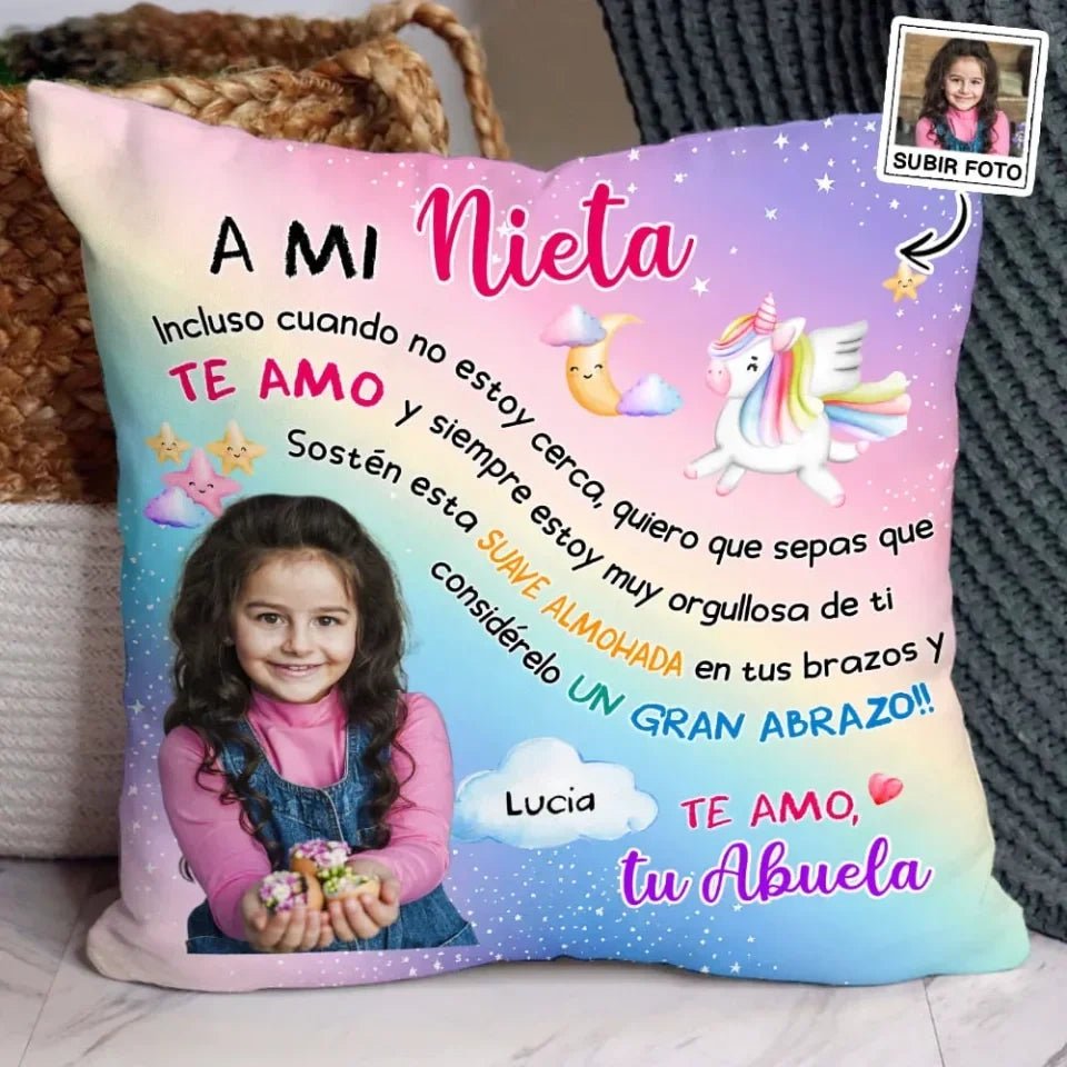 personalized spanish pillow custom photo gift for daughter front view
