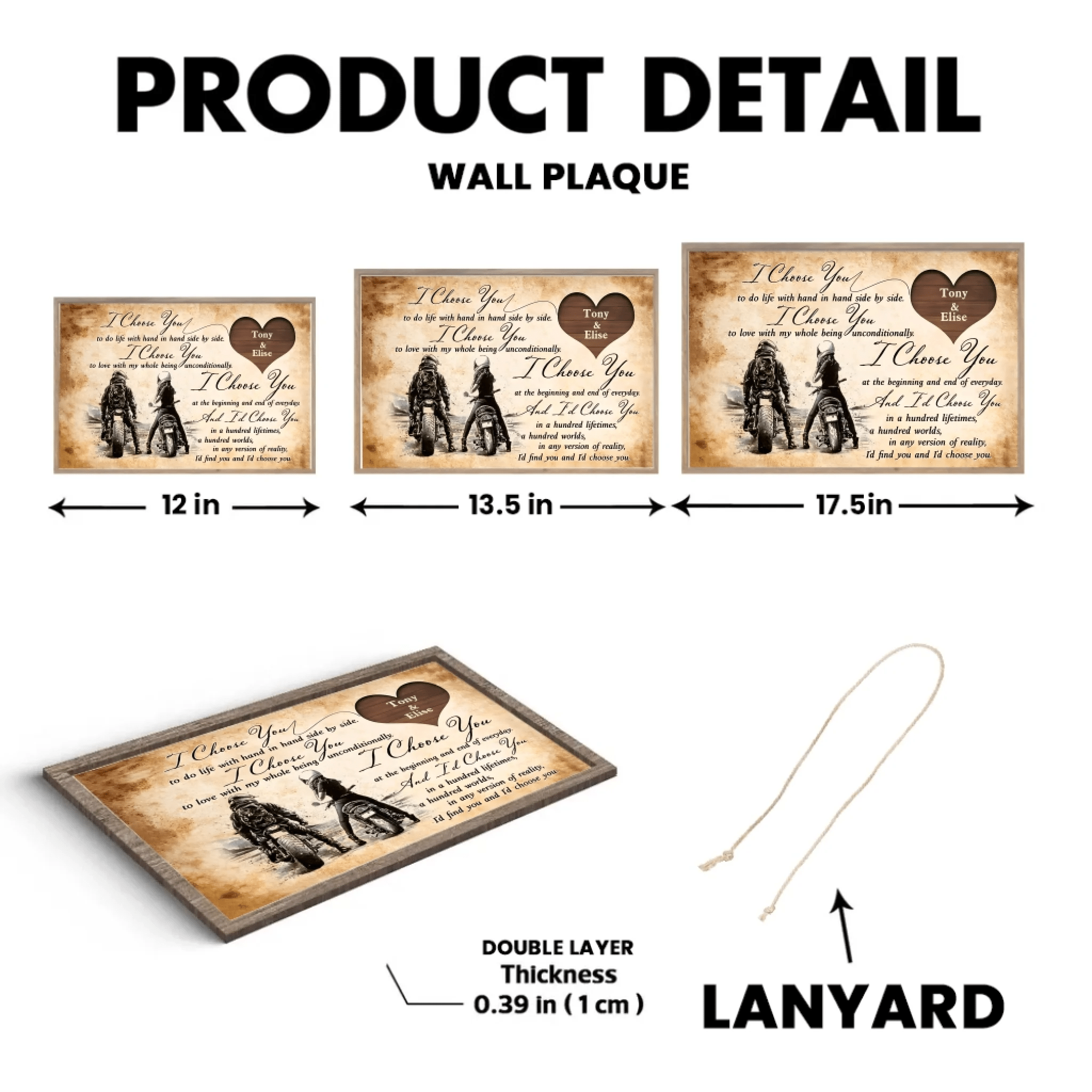 I Choose You - Custom Plaque - Wooden Plaque - Perfect Gift for Biker,Birthday gift 731457 - M - DiyGiftly