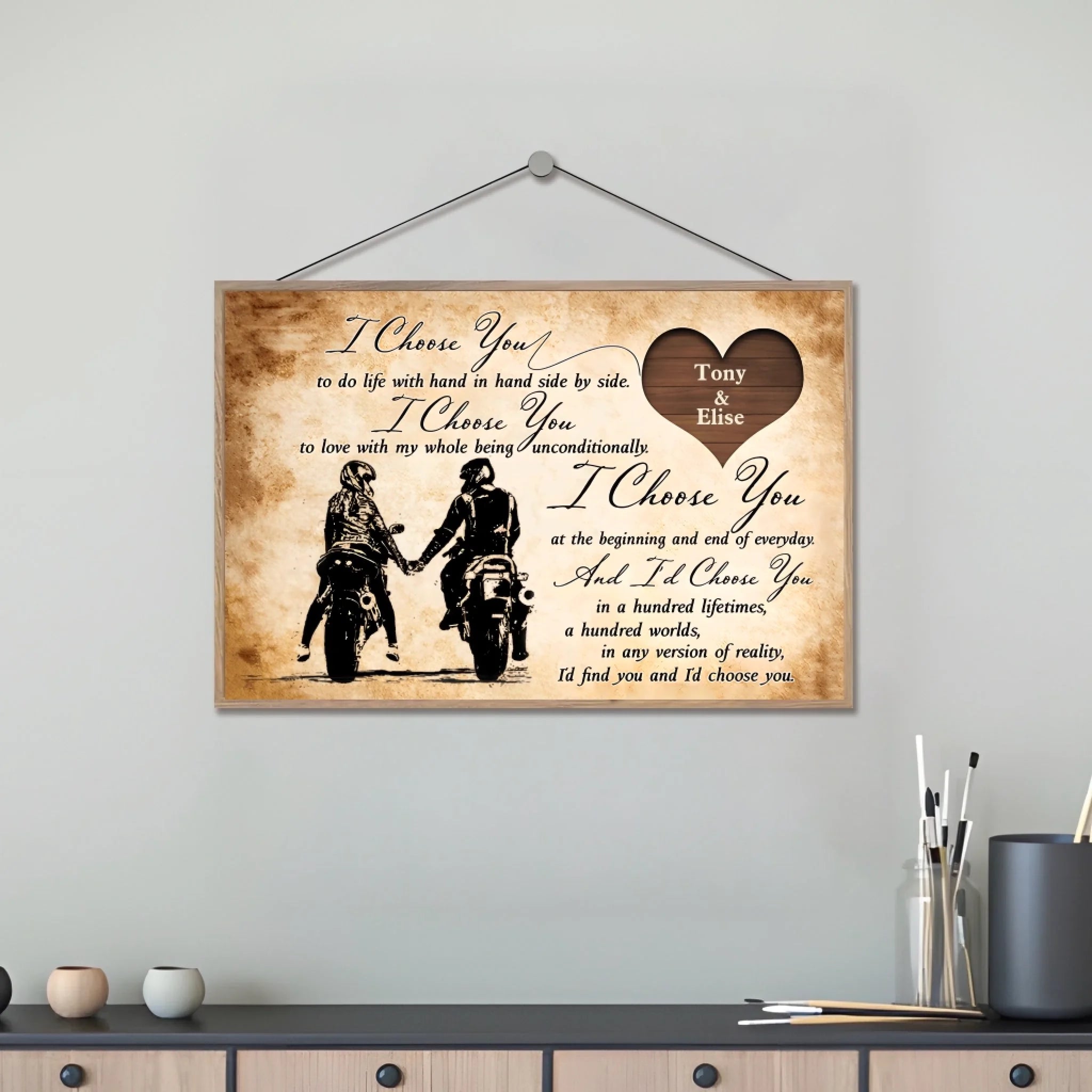 I Choose You - Custom Plaque - Wooden Plaque - Perfect Gift for Biker,Birthday gift 731457 - M - DiyGiftly