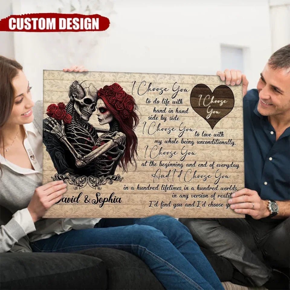 I Choose You - Personalized Sugar Skull Rose Couple Poster, Anniversary Gift For Couple 746925 - 746933 - DiyGiftly