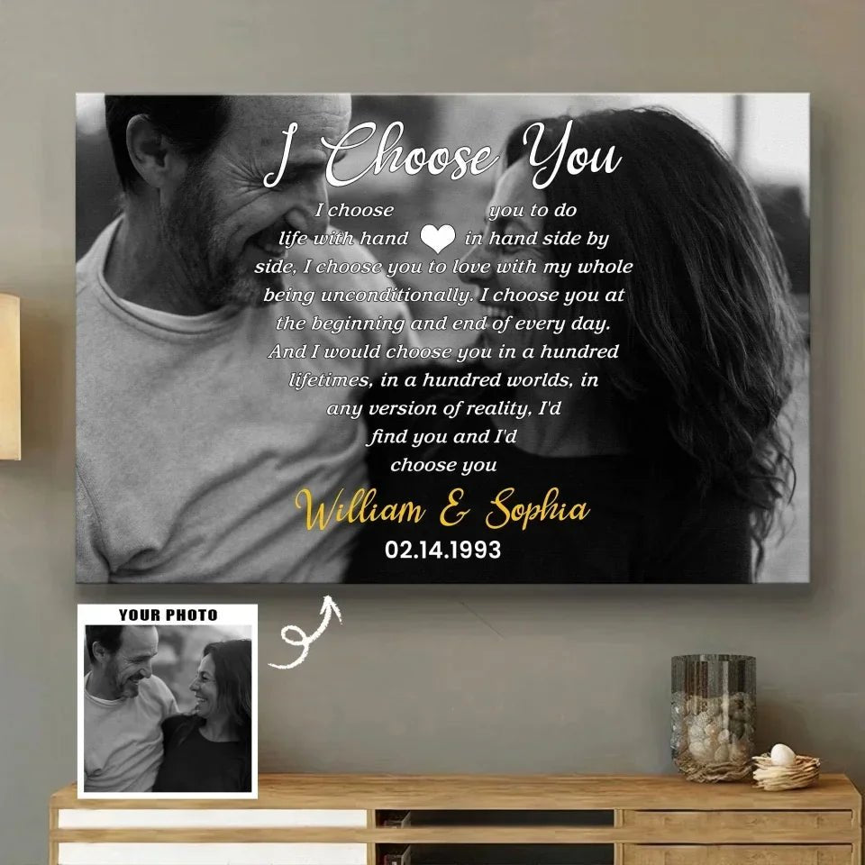 I Choose You To Do Life With Hand In Hand - Personalized Wrapped Photo Canvas 712266 - 712329 - DiyGiftly