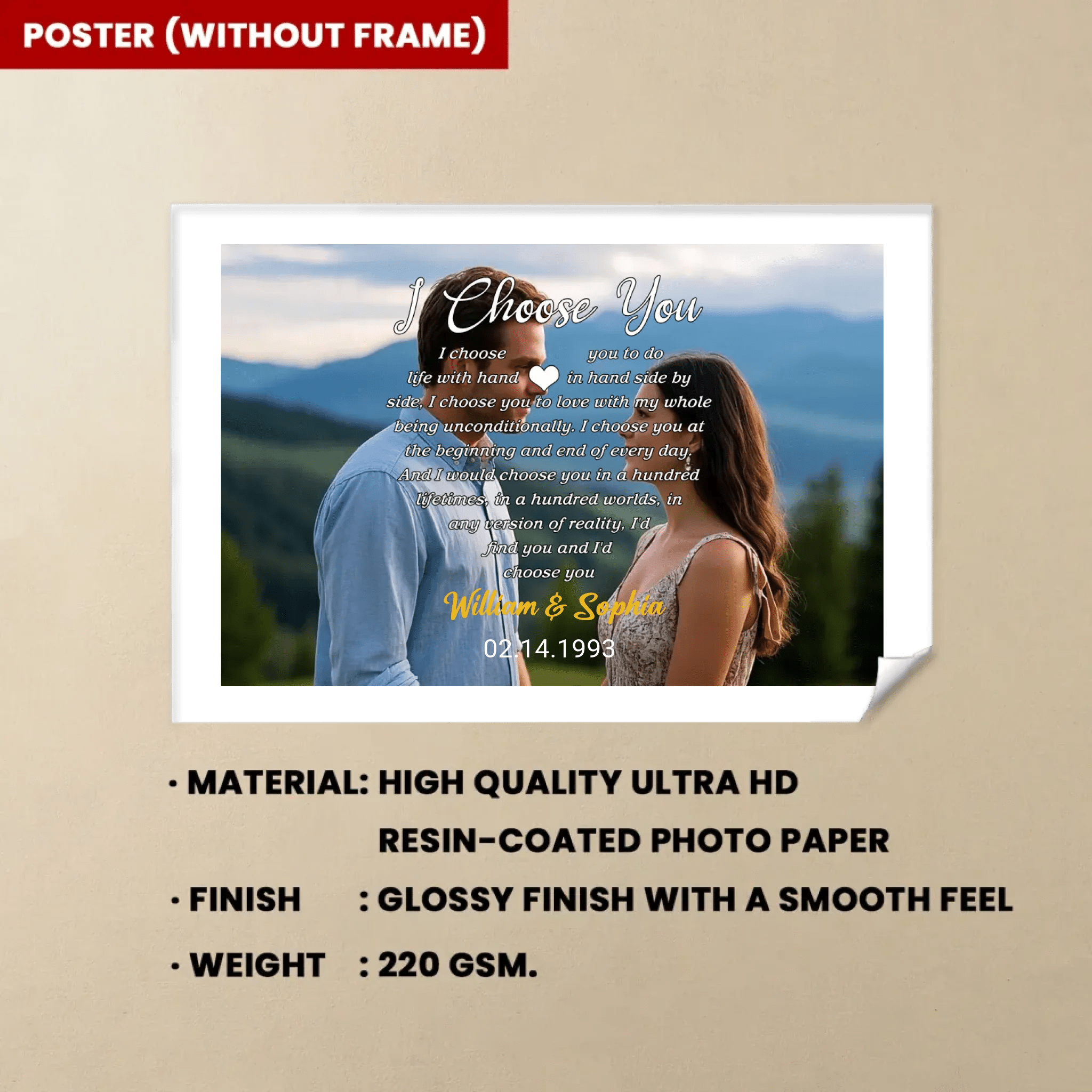 I Choose You To Do Life With Hand In Hand - Personalized Wrapped Photo Canvas 756960 - 756961 - DiyGiftly