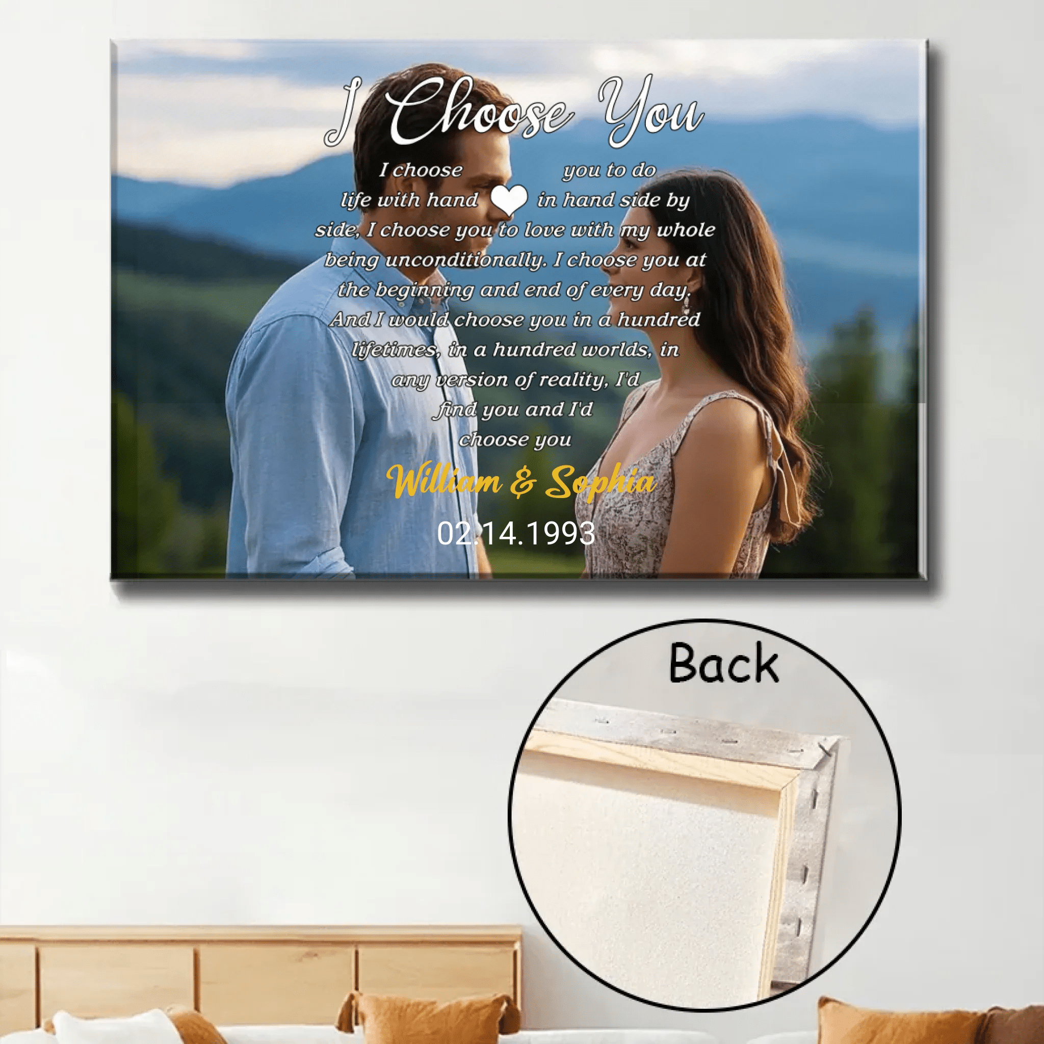 I Choose You To Do Life With Hand In Hand - Personalized Wrapped Photo Canvas 756960 - 756961 - DiyGiftly