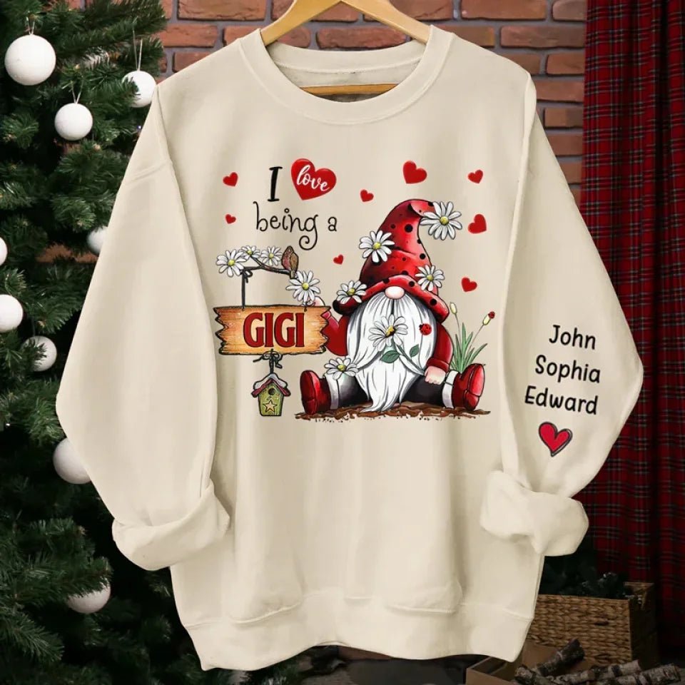 personalized sleeve names unisex sweatshirt I Love Being a Nana