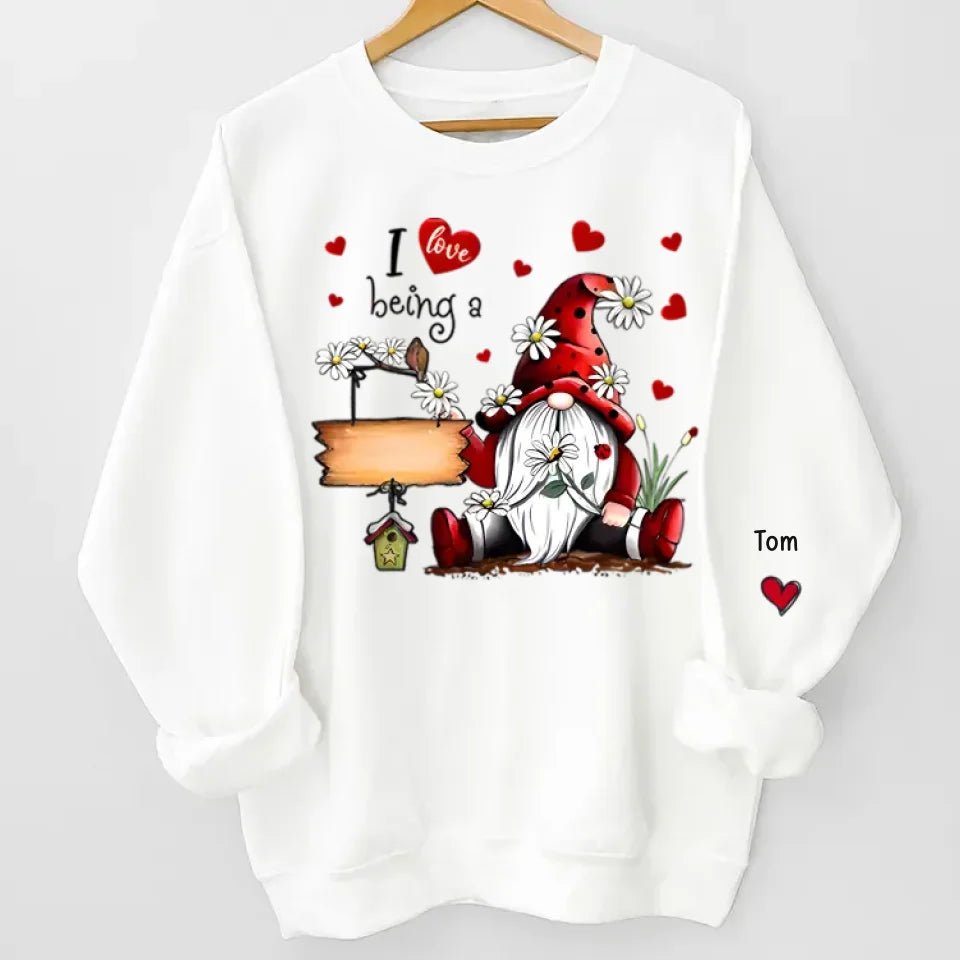 unisex sweatshirt with personalized sleeve names I Love Being a Nana