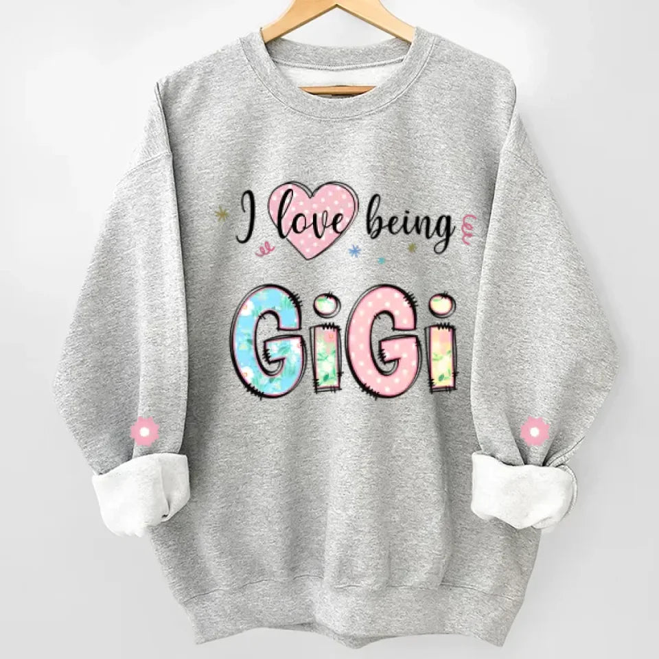 Sleeve print cozy fit unisex sweatshirt personalized family names christmas gift for grandparents