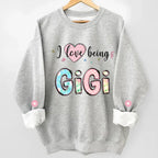 Sleeve print cozy fit unisex sweatshirt personalized family names christmas gift for grandparents