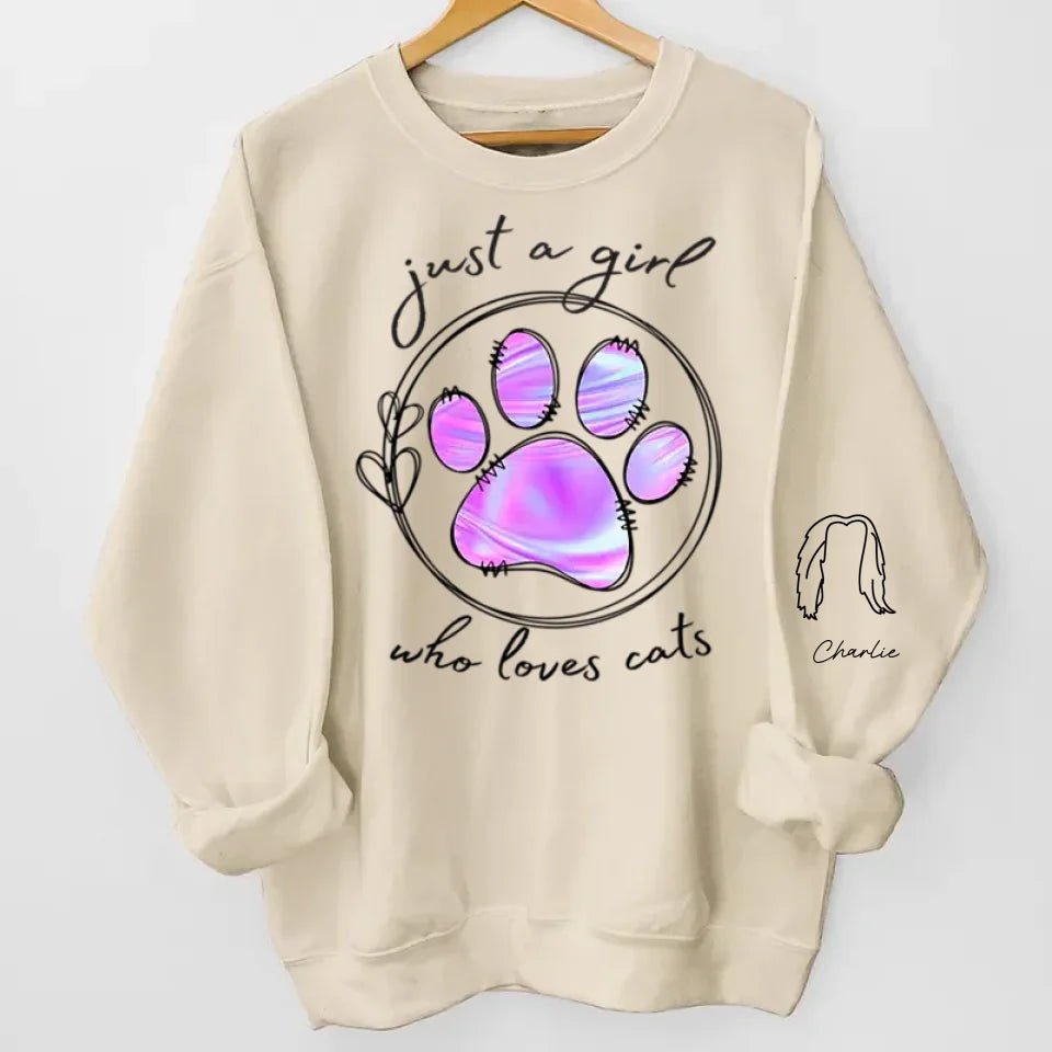 I Love My Pets - Dog & Cat Personalized Custom Unisex Sweatshirt With Design On Sleeve - Gift For Pet Owners, Pet Lovers 679957 - 679959 - DiyGiftly