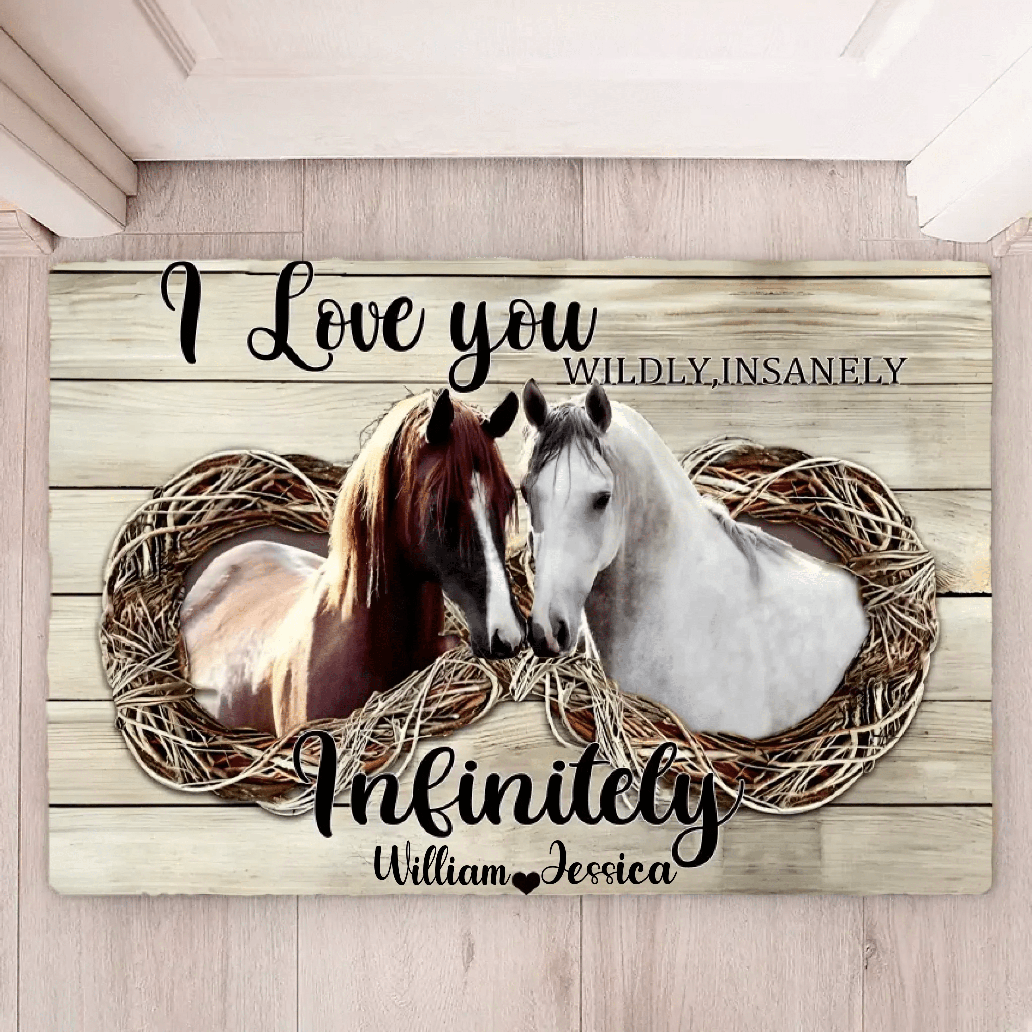 I Love You Insanely - Personalized Couple Horse Doormat 741342 - D - DiyGiftly