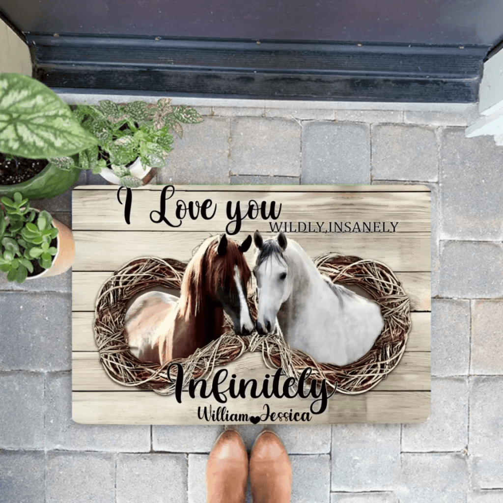 I Love You Insanely - Personalized Couple Horse Doormat 741342 - D - DiyGiftly