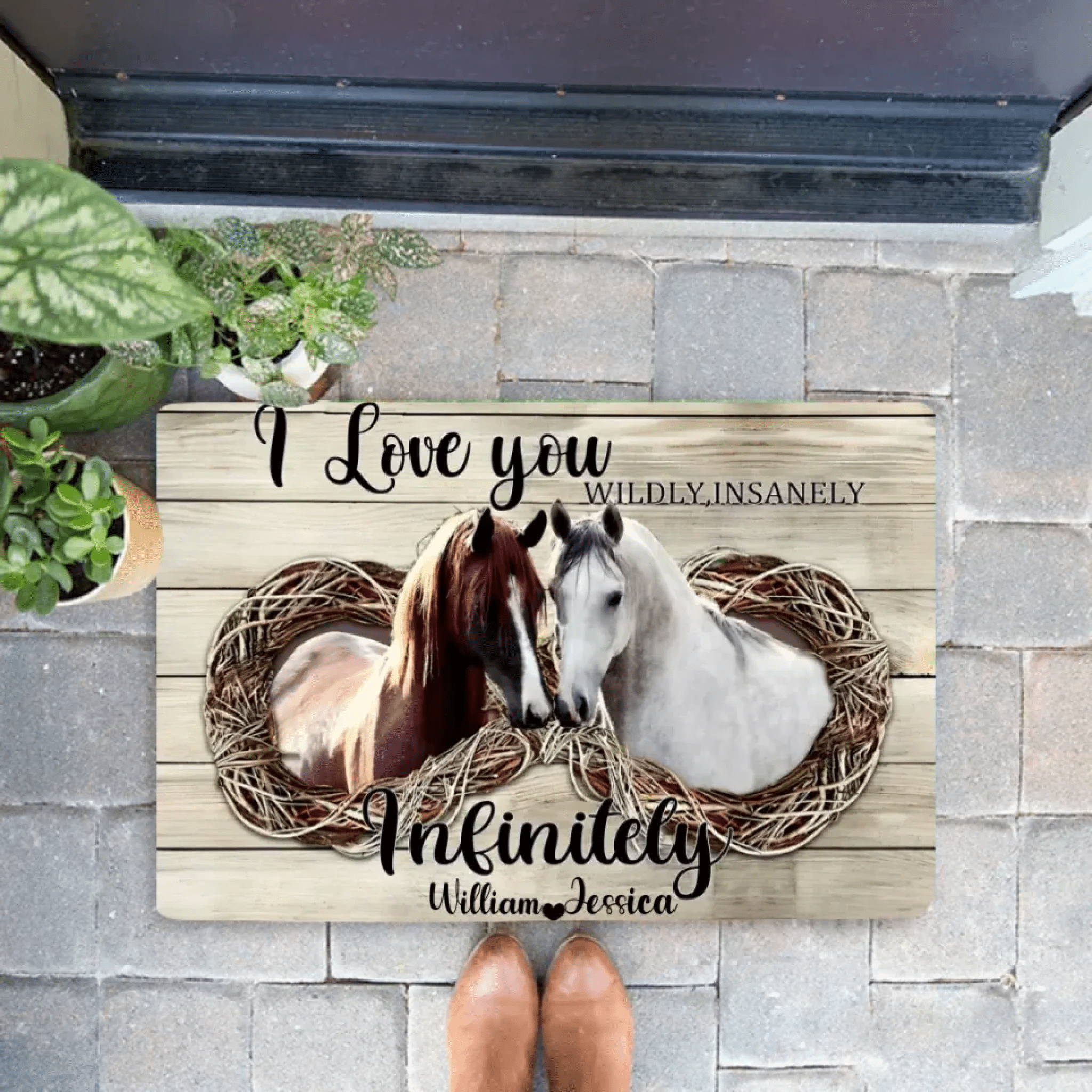 I Love You Insanely - Personalized Couple Horse Doormat 741342 - D - DiyGiftly