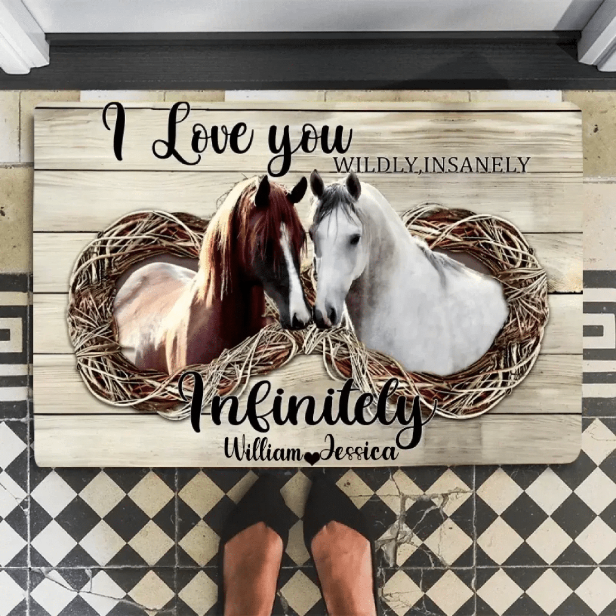 I Love You Insanely - Personalized Couple Horse Doormat 741342 - D - DiyGiftly
