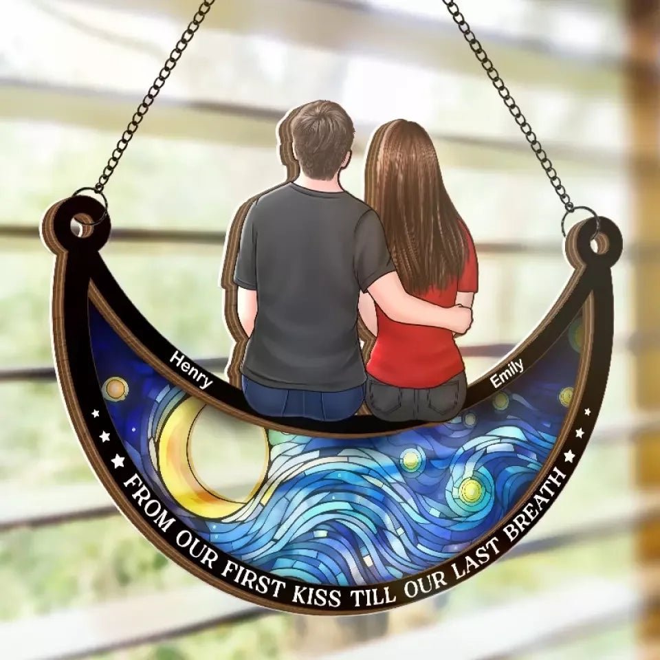 I Love You To The Moon And Back - Couple Personalized Window Hanging Suncatcher - Gift For Husband Wife, Anniversary 671274 - DiyGiftly