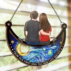I Love You To The Moon And Back - Couple Personalized Window Hanging Suncatcher - Gift For Husband Wife, Anniversary 671274 - DiyGiftly