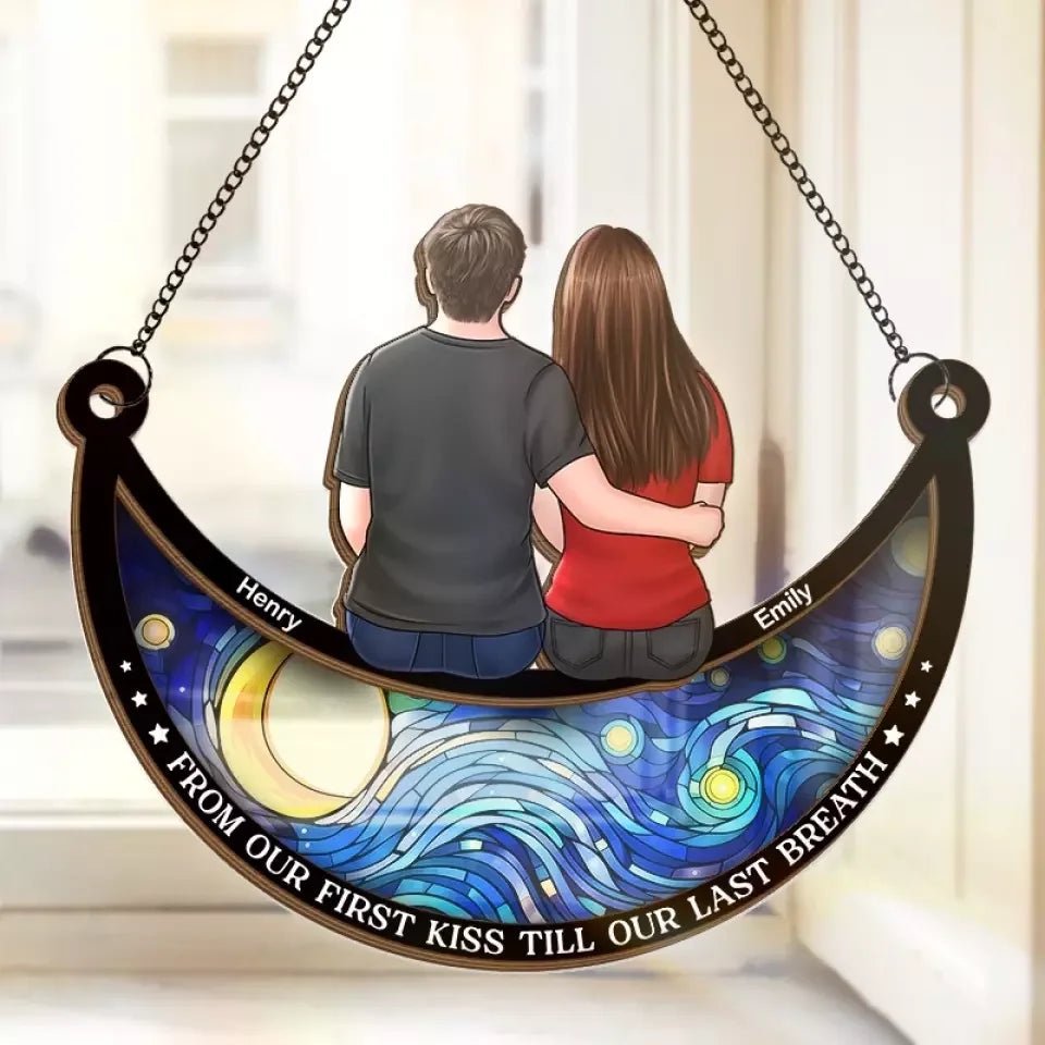 I Love You To The Moon And Back - Couple Personalized Window Hanging Suncatcher - Gift For Husband Wife, Anniversary 671274 - DiyGiftly