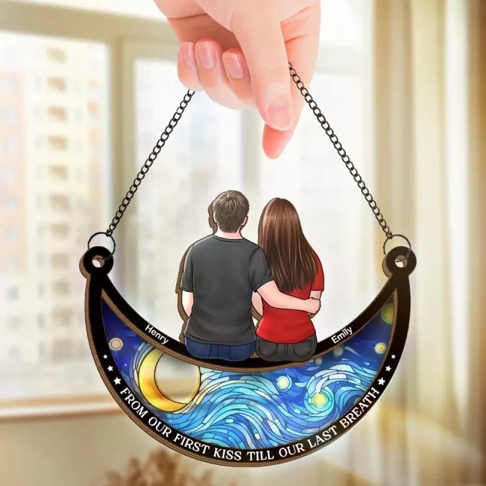 I Love You To The Moon And Back - Couple Personalized Window Hanging Suncatcher - Gift For Husband Wife, Anniversary 671274 - DiyGiftly