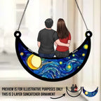 I Love You To The Moon And Back - Couple Personalized Window Hanging Suncatcher - Gift For Husband Wife, Anniversary 671274 - DiyGiftly