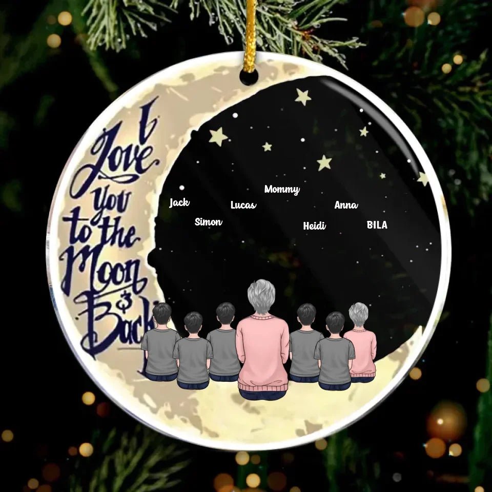I Love You To The Moon And Back - Personalized Custom Round Shaped Acrylic Christmas Ornament - Gift For Grandma, Grandparents, Christmas Gift 671588 - DiyGiftly