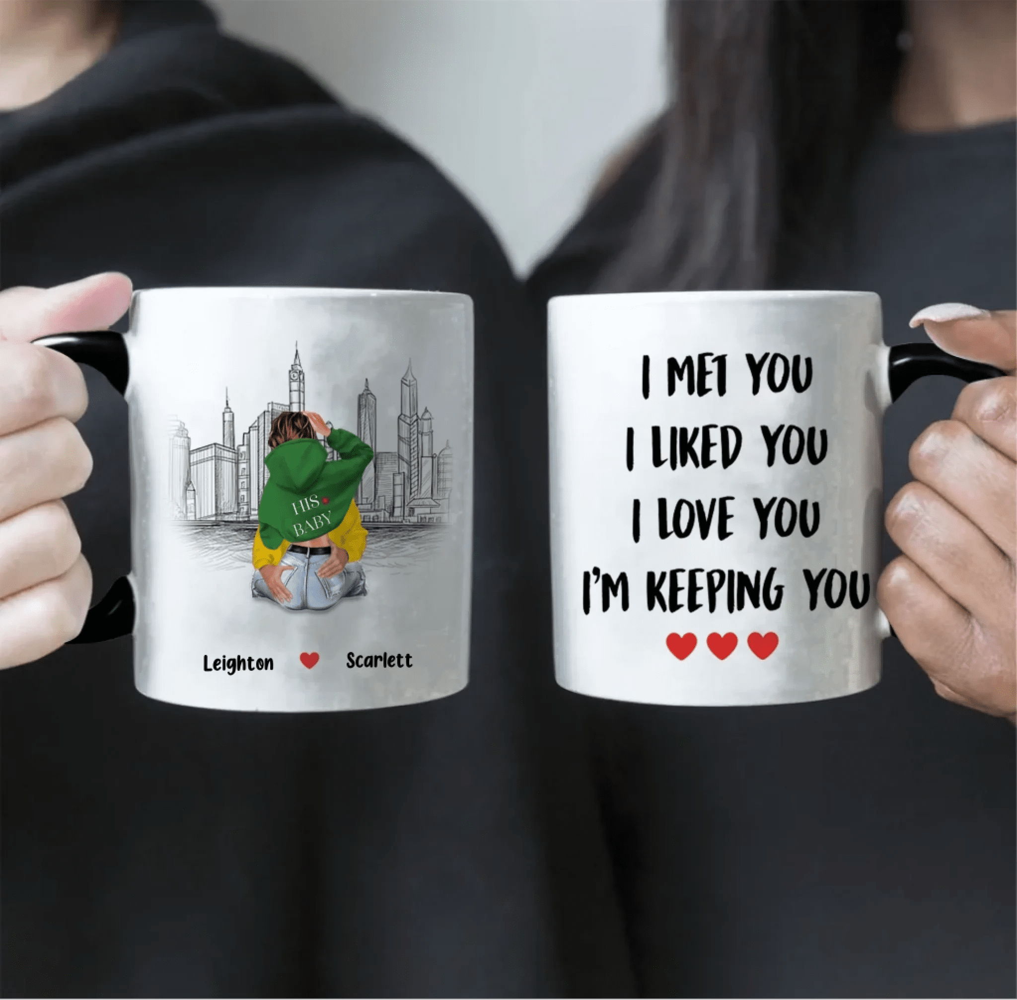 "I Met You, I Liked You, I Love You, I'm Keeping You Forever" – Personalized Couple Mug with Names – White Ceramic Coffee Cup, Romantic Valentine's Day & Anniversary Gift for Him & Her 1136504 - DiyGiftly