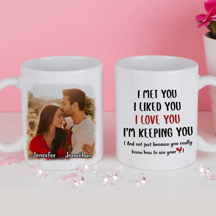 I Met You I Love You I'm Keeping You - Upload Image, Gift For Couples - Personalized Mug 16316928 - DiyGiftly