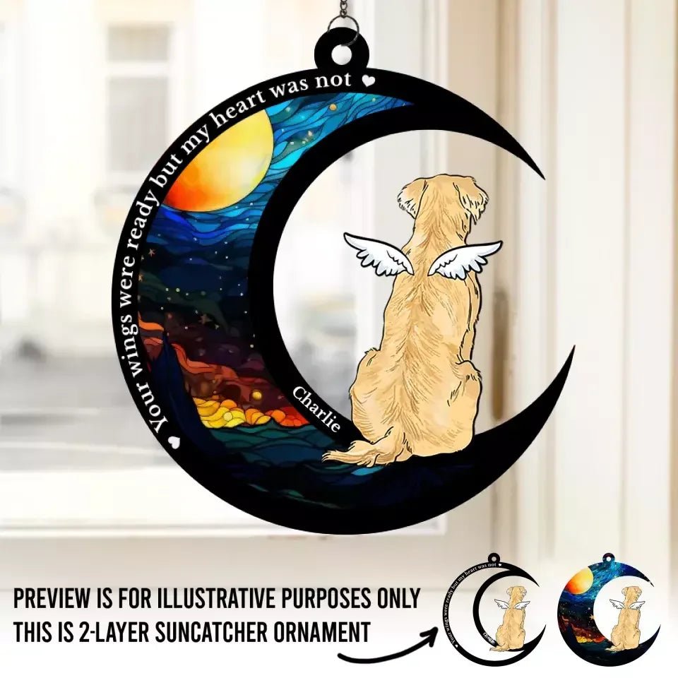 loss of dog gift suncatcher ornament personalized design window hanging keepsake detail view