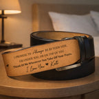 "I Promise To Be By Your Side" Sexy Engraved Leather Belt - Personalized Hidden Romantic Inscription Durable Leather with Classic Buckle Naughty & Sincere Gift Gifts for Husband 1129669 - DiyGiftly