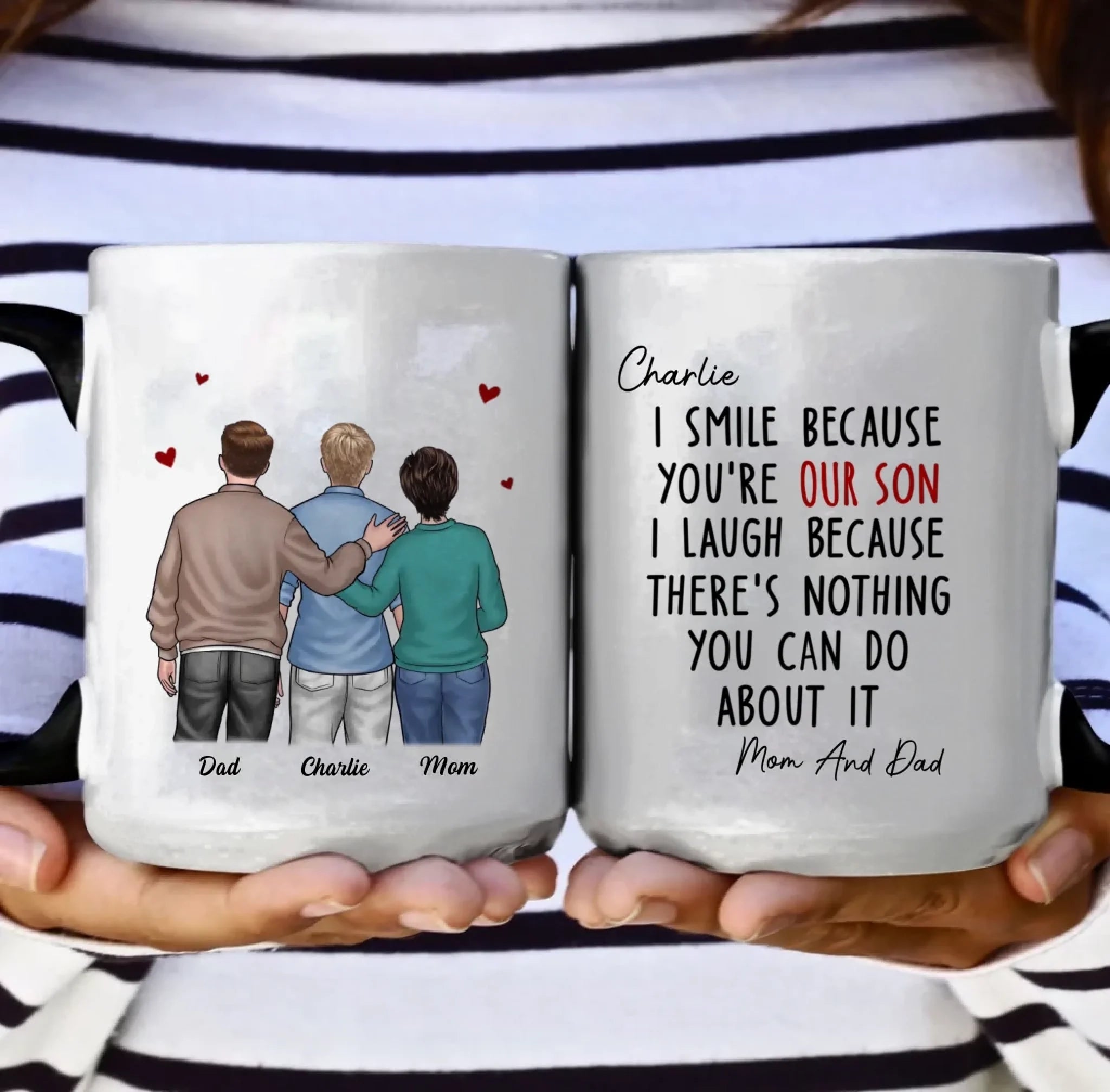 I Smile Because You Are My Grandson Son Backside – Personalized Mug with Name, Funny Grandson Coffee Cup, Custom Family Quote Mug, Gift from Grandma Grandpa for Birthday Christmas 1071297 - DiyGiftly