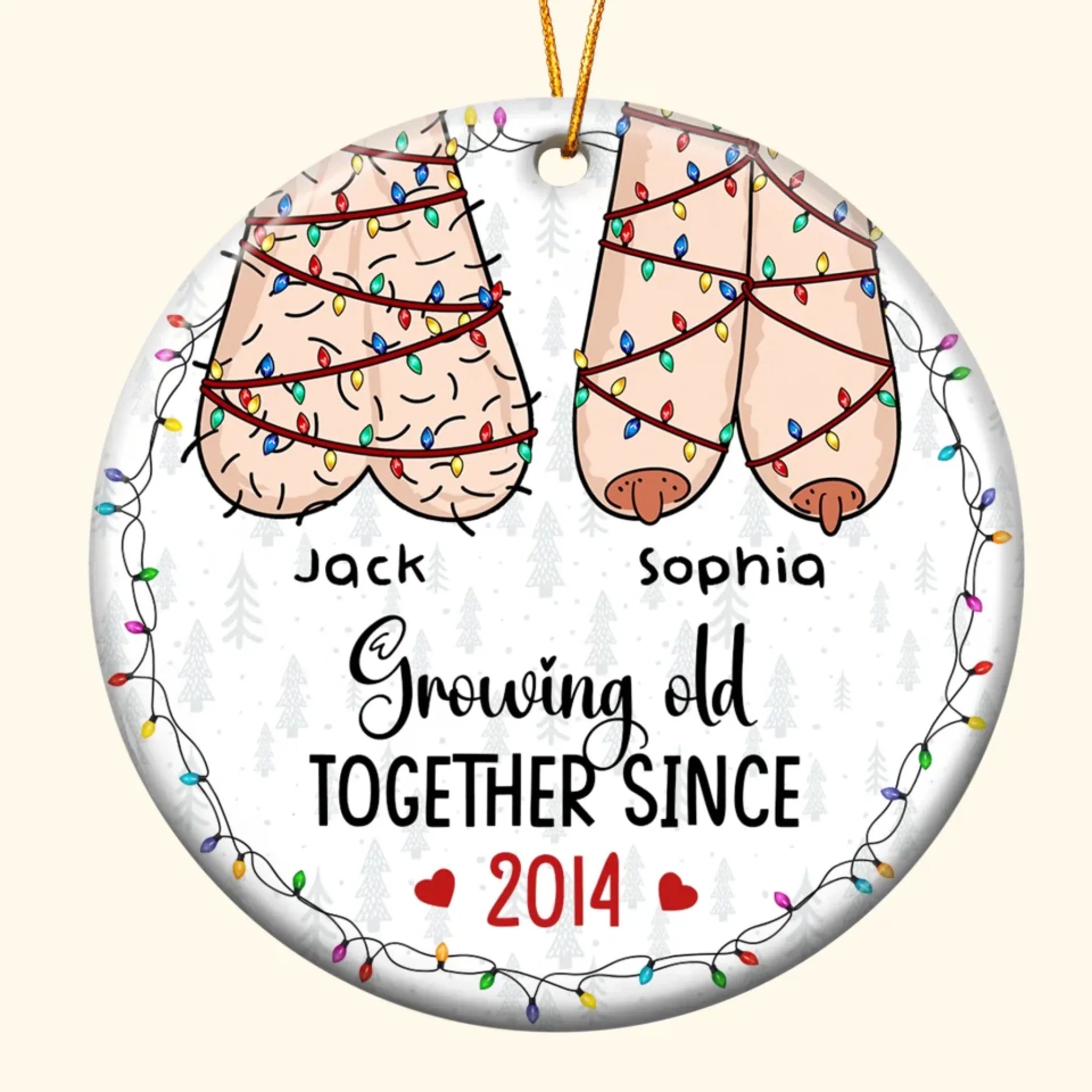 I Want To Grow Old With You Funny Christmas Couples - Personalized Ceramic Ornament 684703 - DiyGiftly