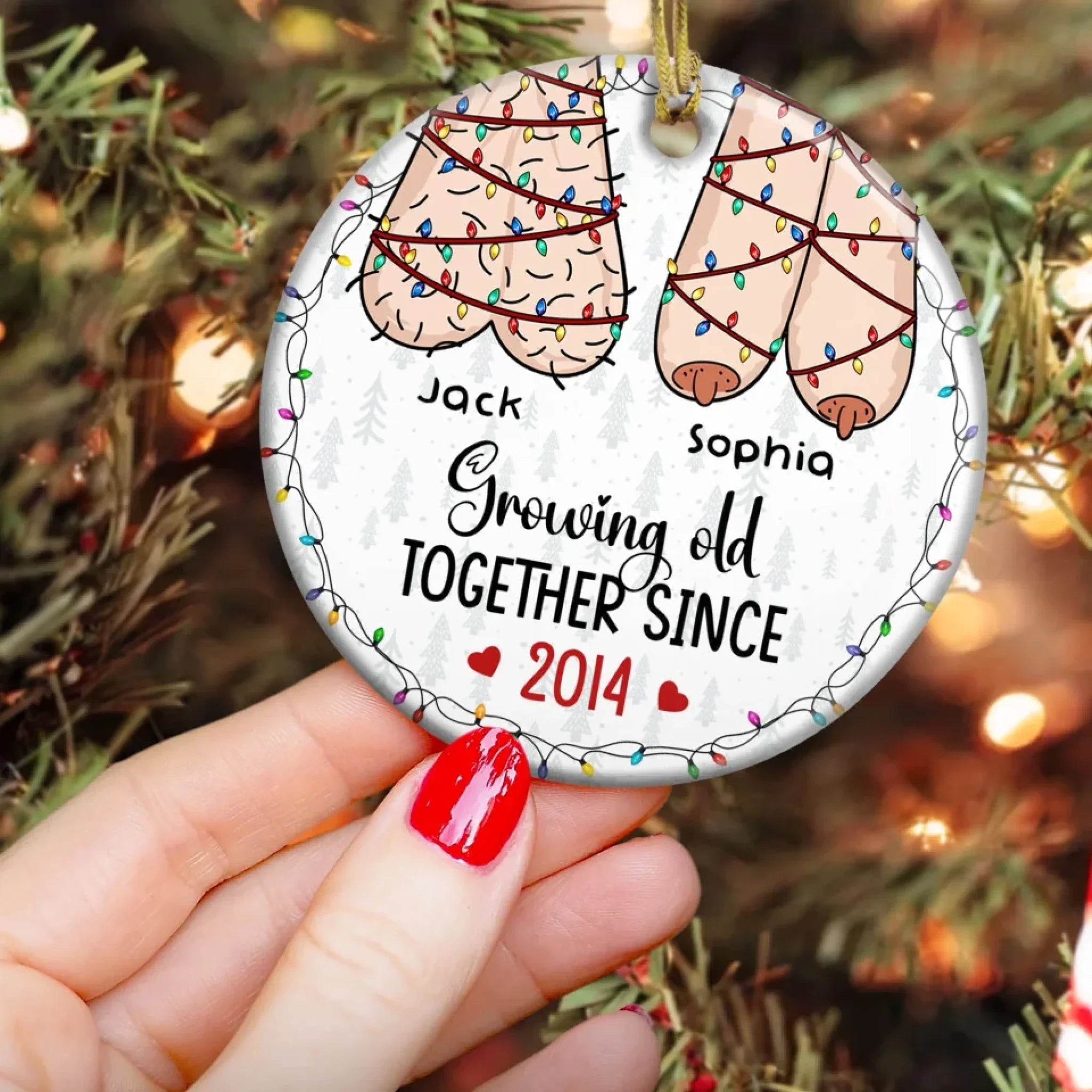 I Want To Grow Old With You Funny Christmas Couples - Personalized Ceramic Ornament 684703 - DiyGiftly