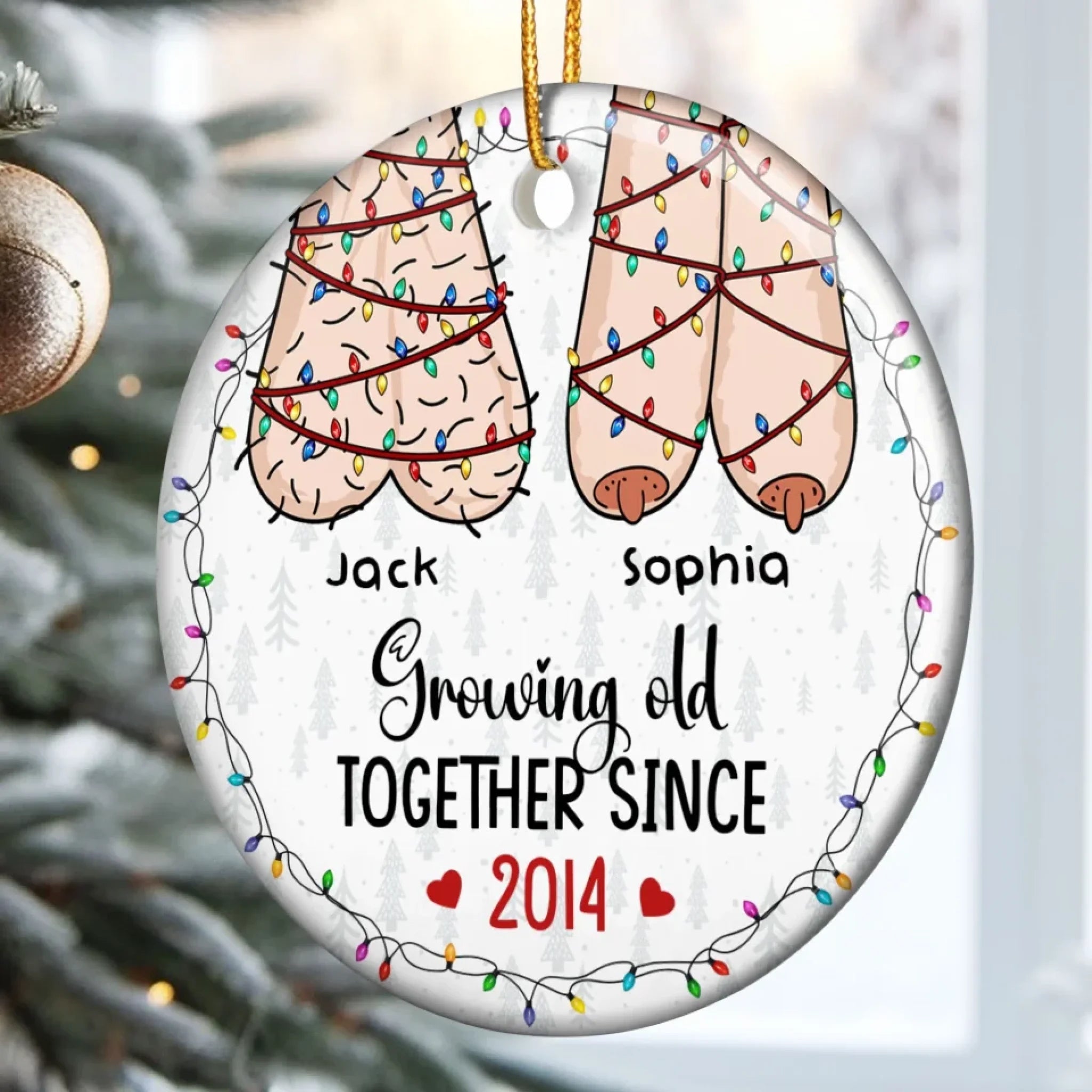 I Want To Grow Old With You Funny Christmas Couples - Personalized Ceramic Ornament 684703 - DiyGiftly