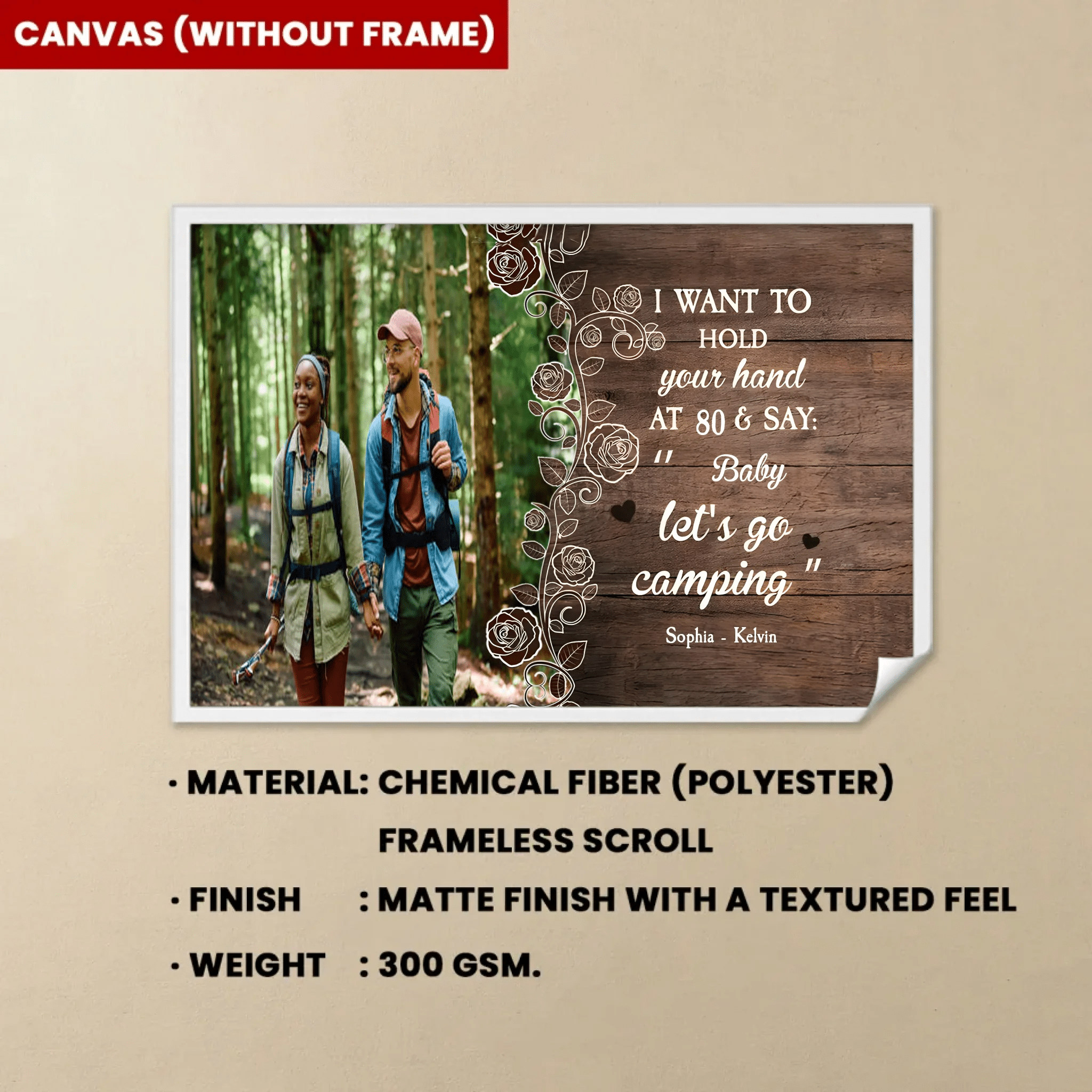 I Want To Hold Your Hand At 80 & Let's Go Camping - Personalized Photo Wrapped Canvas 714443 - 715209 - DiyGiftly