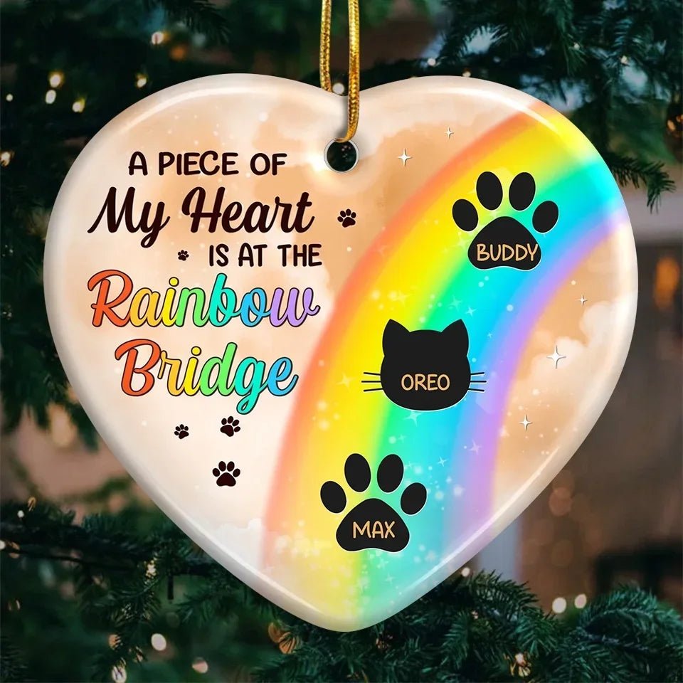 I Wish The Rainbow Bridge Had Visiting Hours - Memorial Personalized Custom Ornament - Ceramic Heart Shaped - Sympathy Gift, Christmas Gift For Pet Owners, Pet Lovers 677900 - DiyGiftly