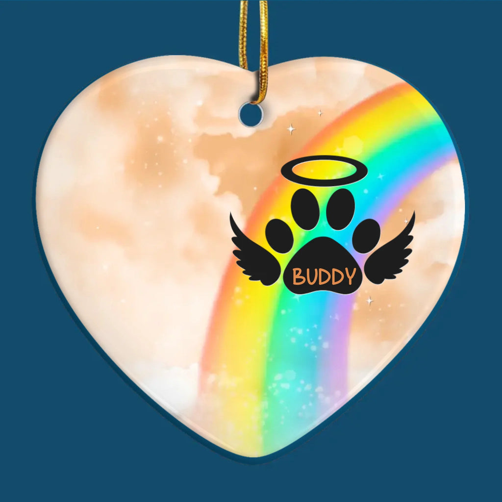 I Wish The Rainbow Bridge Had Visiting Hours - Memorial Personalized Custom Ornament - Ceramic Heart Shaped - Sympathy Gift, Christmas Gift For Pet Owners, Pet Lovers 677900 - DiyGiftly