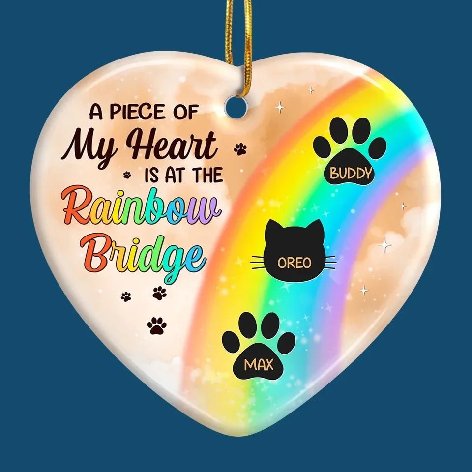 I Wish The Rainbow Bridge Had Visiting Hours - Memorial Personalized Custom Ornament - Ceramic Heart Shaped - Sympathy Gift, Christmas Gift For Pet Owners, Pet Lovers 677900 - DiyGiftly