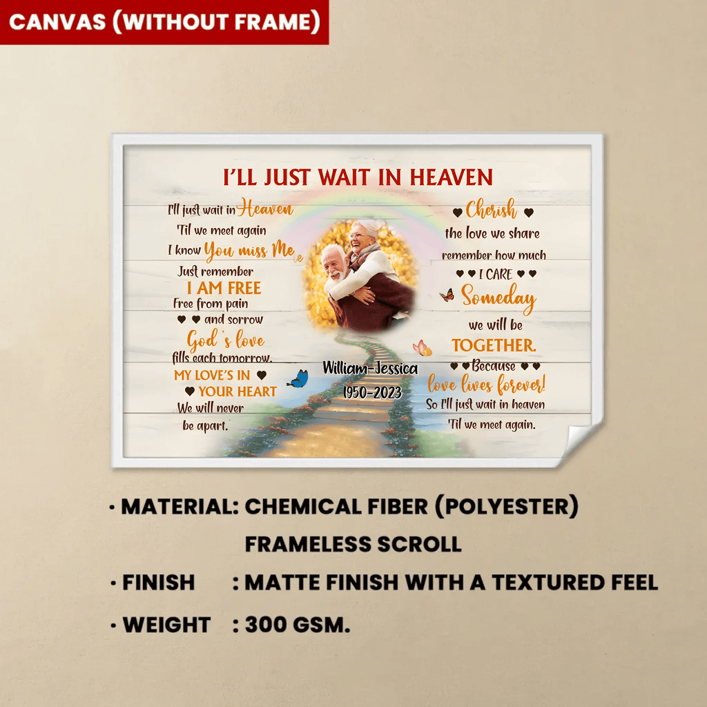 I'Ll Just Wait In Heaven Husband Memorial Canvas 710064 - 710317 - DiyGiftly