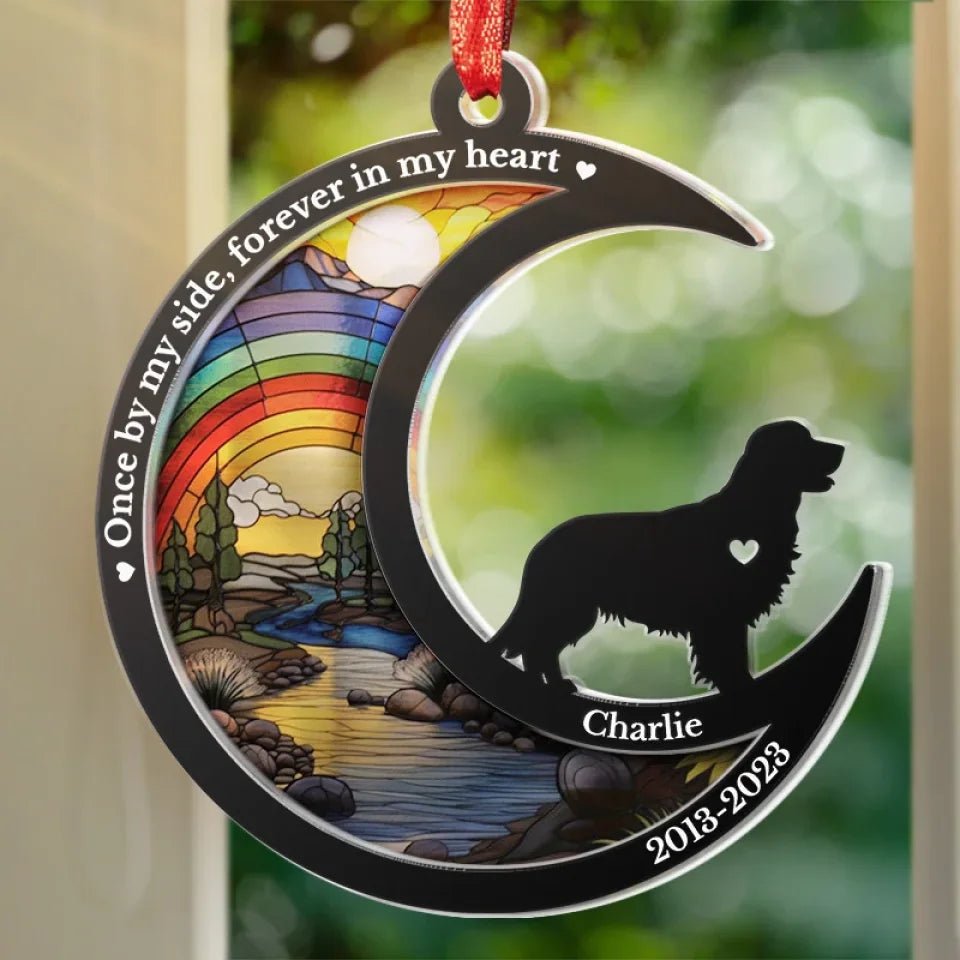 suncatcher ornament personalized design dog rainbow bridge memorial window hanging keepsake design preview