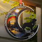dog rainbow bridge memorial suncatcher ornament personalized design window hanging keepsake detail view
