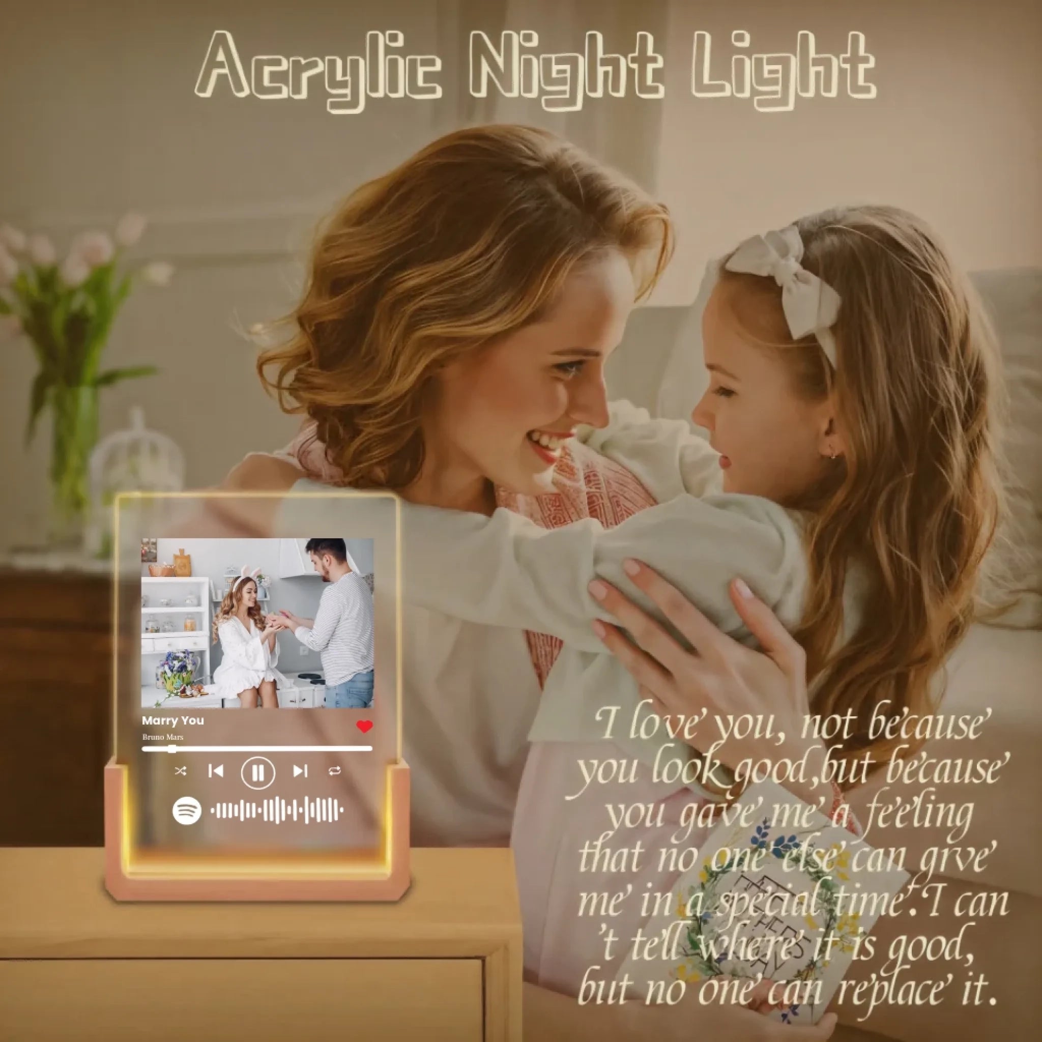 Illuminate Our Love - Custom Song Photo Night Light Plaque, Personalized Couples Gift for Valentine’s Day 1158638 - DiyGiftly