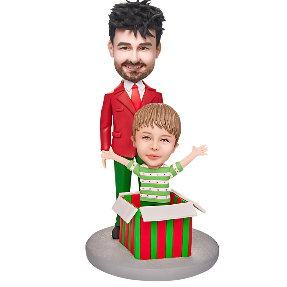 custom bobble head capture moment miniature bobblehead keepsake family keepsake daddy s front view