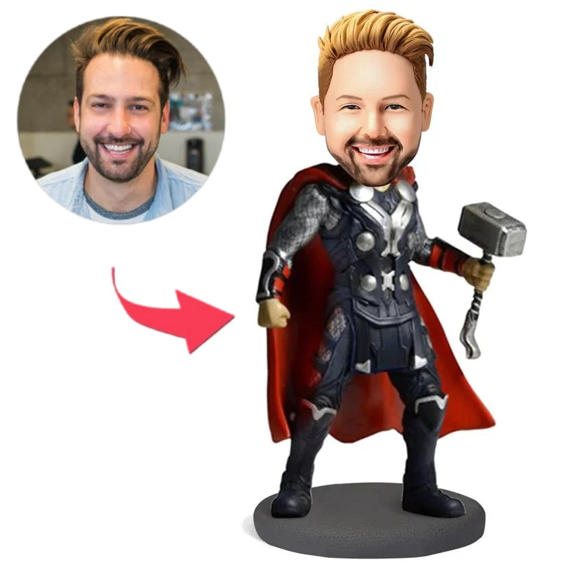 custom bobble head celebrate every smile handcrafted desk display character mighty thor front view