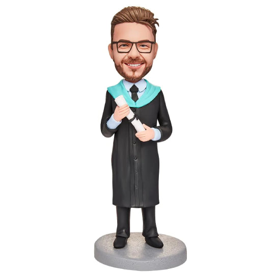 custom bobble head fun tribute someone special personalized bobblehead graduate graduation boy front view
