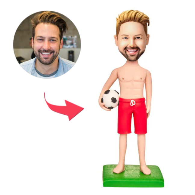 Strong Abs Soccer Sports Custom Bobblehead Engraved with Text