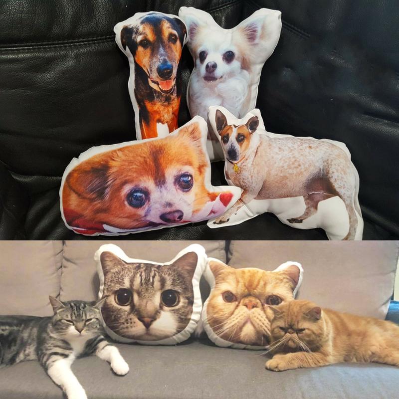 Custom Pet Photo Pillow, Custom Pet Face Pillow, 3D Portrait Pillow