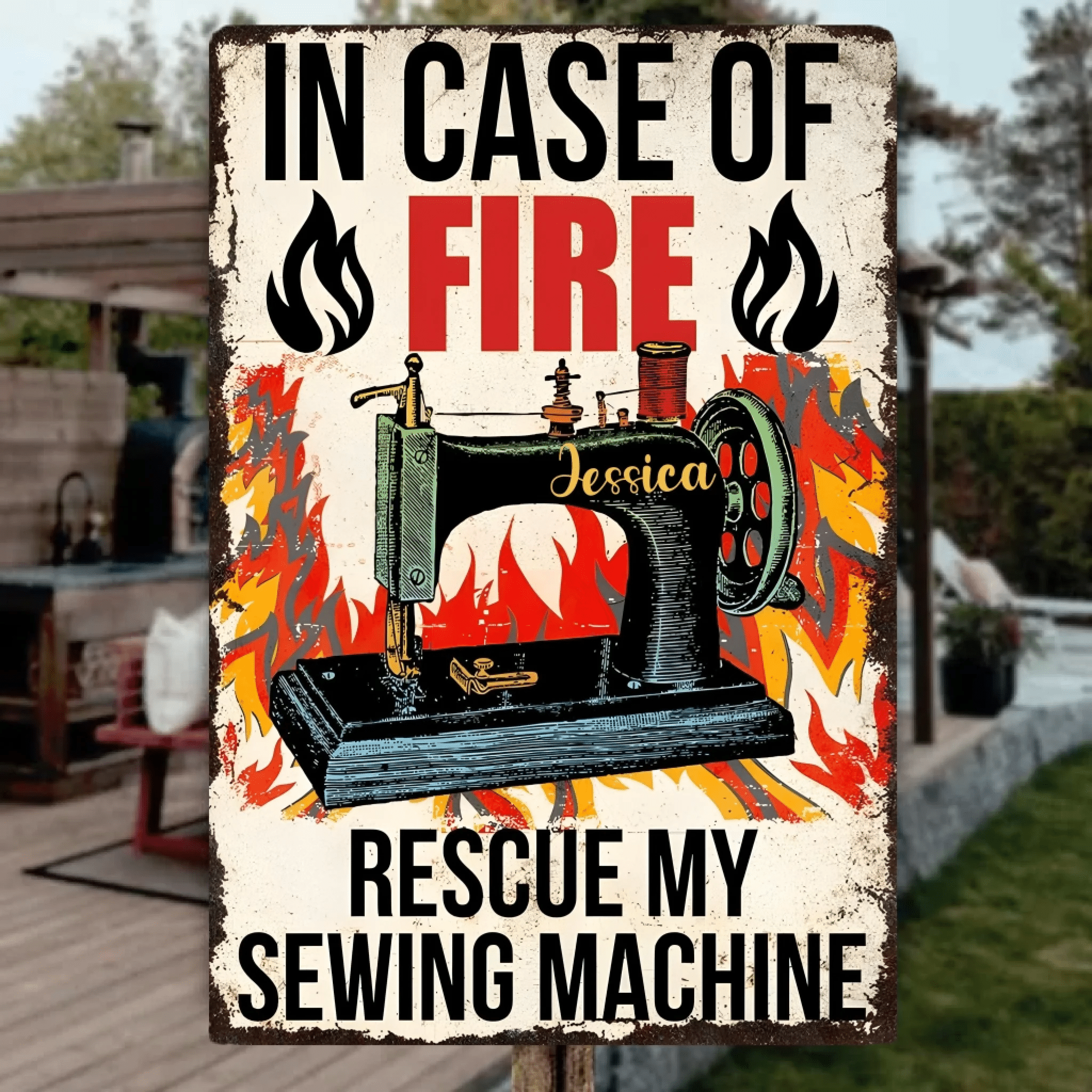In Case Of Fire Rescue - Sewing Rectangle Metal Sign 748417 - 748418 - DiyGiftly