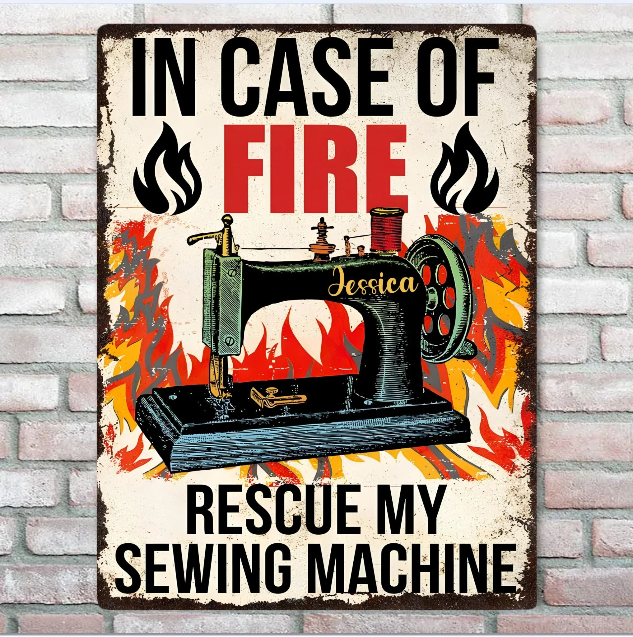 In Case Of Fire Rescue - Sewing Rectangle Metal Sign 748417 - 748418 - DiyGiftly
