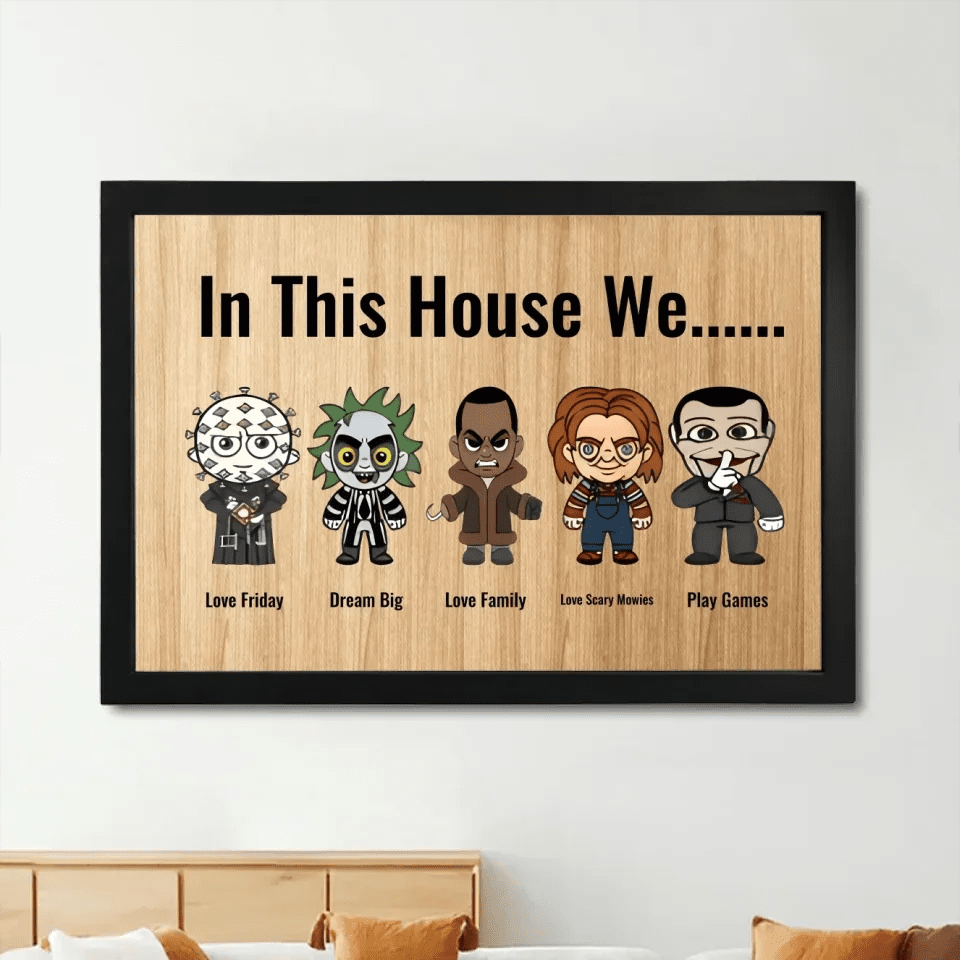 In This House We Horror Halloween 2 Layered Frame Wood Sign, Happy Halloween Gift 742586 - DiyGiftly