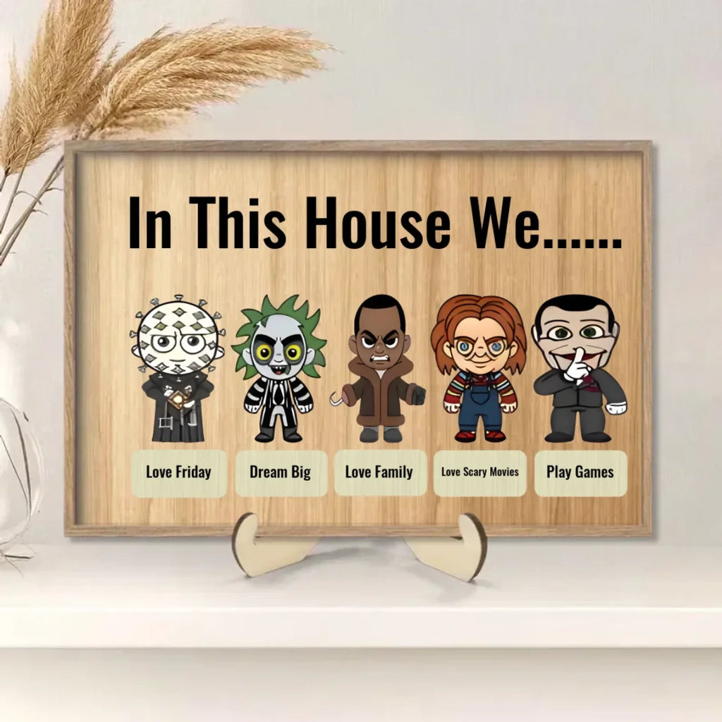 In This House We Horror Halloween 2 Layered Frame Wood Sign, Happy Halloween Gift 742586 - DiyGiftly